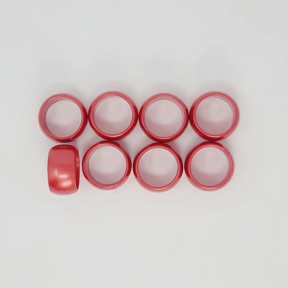 Vintage Lucite Napkin Rings Set of 8 Red Acrylic 1970s Retro Table Decor 1.75x1